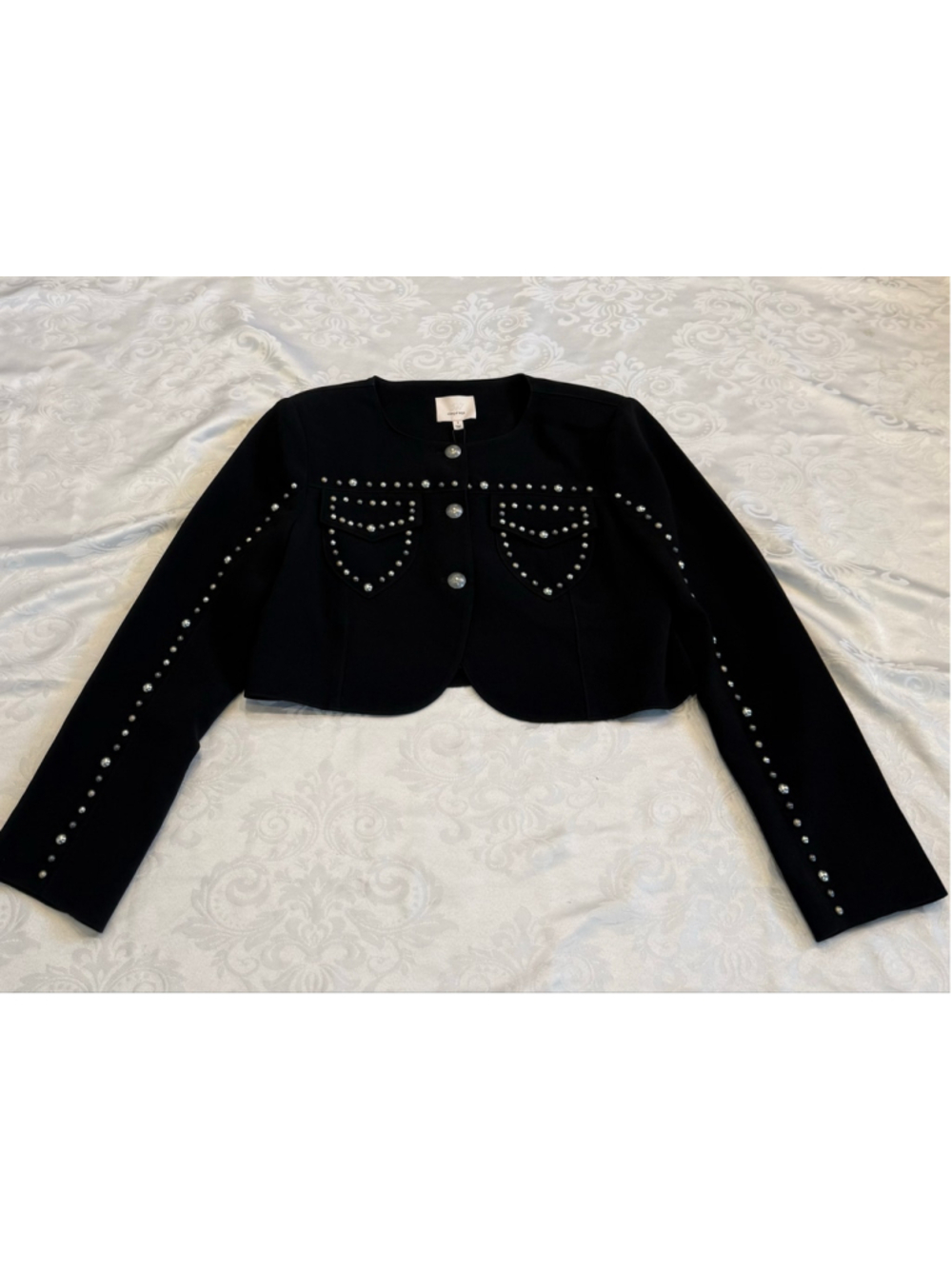 CINQ A SEPT Olga Studded Jacket Black 8 NWT - Picture 7 of 10
